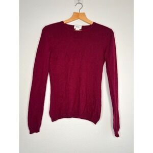 Neiman Marcus Cashmere Sweater Burgundy Wine Crewneck Long Sleeve Pullover Small